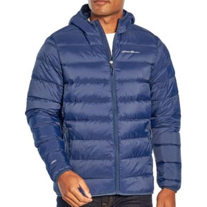 Eddie Bauer Mens CirrusLite Hooded Down JacketStandard Dress Blues