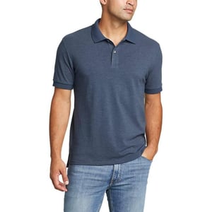 Eddie Bauer Mens Classic Field Pro ShortSleeve Polo ShirtHtr Indigo