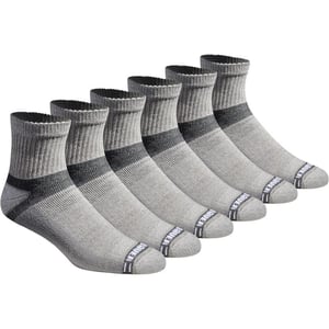 Eddie Bauer Mens Dura Dri Moisture Control 6Pair Quarter SocksGrey 6 Pairs