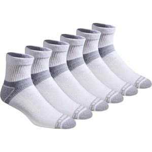 Eddie Bauer Mens Dura Dri Moisture Control 6Pair Quarter SocksWhite 6 Pairs