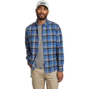 Eddie Bauer Mens Eddies Favorite Classic Fit Flannel Shirt  PlaidRegular Airforce Blue