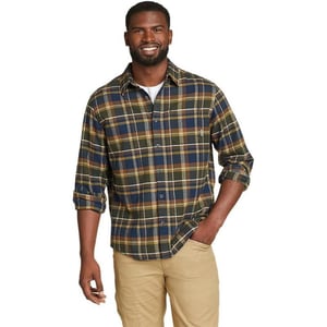 Eddie Bauer Mens Eddies Favorite Classic Fit Flannel Shirt  PlaidRegular Dark Loden