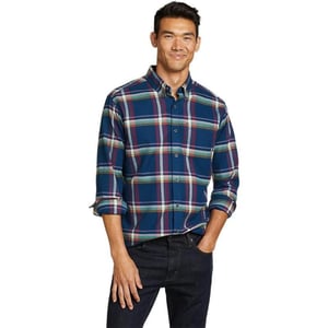 Eddie Bauer Mens Eddies Favorite Classic Fit Flannel Shirt  PlaidTall Cadet