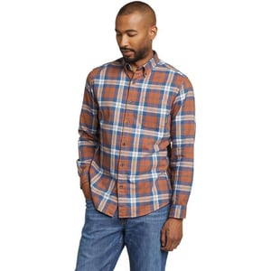 Eddie Bauer Mens Eddies Favorite Classic Fit Flannel Shirt  PlaidTall Cocoa