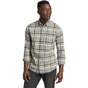 Eddie Bauer Mens Eddies Favorite Classic Fit Flannel Shirt  PlaidTall Lt Charcoal Htr