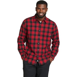 Eddie Bauer Mens Eddies Favorite Classic Fit Flannel Shirt  PlaidTall Royal Red