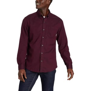 Eddie Bauer Mens Eddies Favorite Flannel Classic Fit Shirt  SolidRegular Burgundy