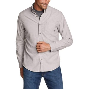 Eddie Bauer Mens Eddies Favorite Flannel Classic Fit Shirt  SolidRegular Gray