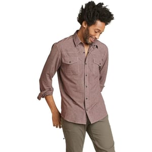 Eddie Bauer Mens Front Range LongSleeve Chambray ShirtRedwood