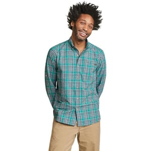 Eddie Bauer Mens Pack It Seersucker LongSleeve ShirtTurquoise