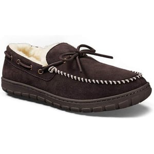 Eddie Bauer Mens ShearlingLined Moccasin SlipperDk Brown Brown