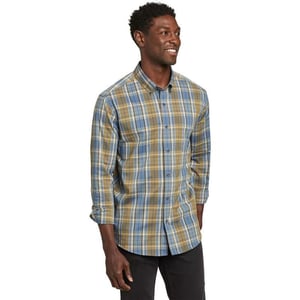 Eddie Bauer Mens Voyager Flex LongSleeve ShirtChambray Blue