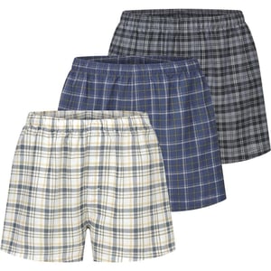 Eddie Bauer Mens Woven Comfortable Boxer Shorts Underwear 3 PackGrey StewardAsh PlaidBlack Tartan