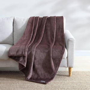 Eddie Bauer Throw Blanket Ultra Soft Plush Home Dcor All Season Bedding Ultra Lux Solid Red 50 x 60Fleece Reverse Brown