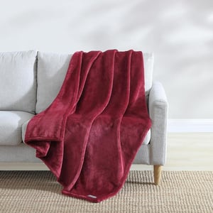 Eddie Bauer Throw Blanket Ultra Soft Plush Home Dcor All Season Bedding Ultra Lux Solid Red 50 x 60Fleece Reverse Red