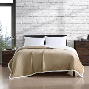 Eddie Bauer Twin Blanket Ultra Soft amp Cozy Plush Home Dcor All Season Bedding Solid Tan TwinKing Solid TanWhite