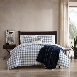 Eddie Bauer Twin Duvet Cover Set Cotton Bedding Set with Matching Shams Casual Home Dcor Basic Plaid Navy TwinBasic Plaid Navy King