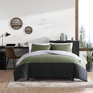 Eddie Bauer Twin Duvet Cover Set Reversible Bedding Set with Matching Shams Casual Home Dcor Skyline Stripe Green TwinSkyline Stripe Green King