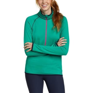 Eddie Bauer Womens Activator Grid Fleece HalfZipLt Emerald