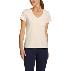 Eddie Bauer Womens Coast and Climb ShortSleeve VNeck TShirt  SolidIvory