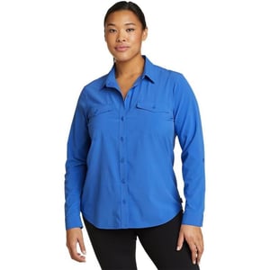 Eddie Bauer Womens Departure 20 LongSleeve ShirtBrilliant Blue