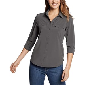 Eddie Bauer Womens Departure 20 LongSleeve ShirtTall Dark Smoke