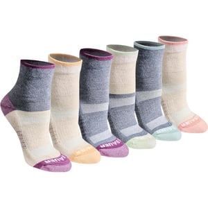 Eddie Bauer Womens Dura Dri Moisture Control 6Pair Quarter SocksOatmeal Assorted 6 Pairs