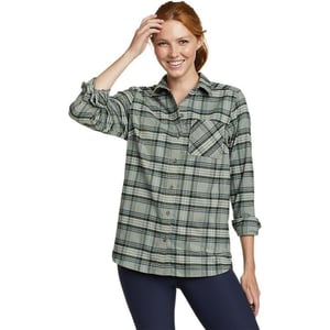 Eddie Bauer Womens Expedition Performance Flannel 20 ShirtPetite Pistachio