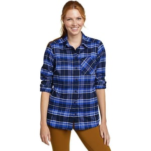 Eddie Bauer Womens Expedition Performance Flannel 20 ShirtRegular Blue Topaz