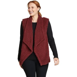 Eddie Bauer Womens Fireside Plush VestPetite Dusty Red