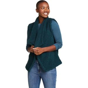 Eddie Bauer Womens Fireside Plush VestPetite Peacock