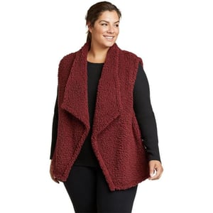 Eddie Bauer Womens Fireside Plush VestTall Dusty Red