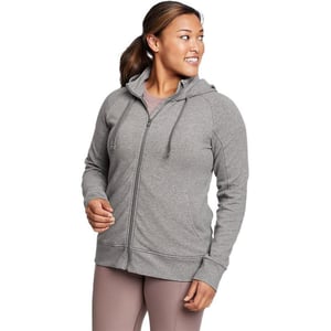 Eddie Bauer Womens Motion Cozy Camp FullZip SweatshirtPetite Heather Gray