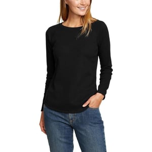 Eddie Bauer Womens Thermal Raglan LongSleeve CrewBlack