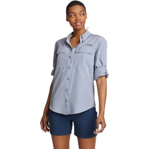 Eddie Bauer Womens UPF Guide LongSleeve ShirtPetite Dusty Blue