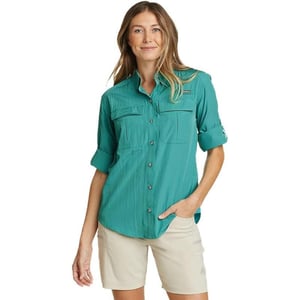 Eddie Bauer Womens UPF Guide LongSleeve ShirtPetite Dusty Jade