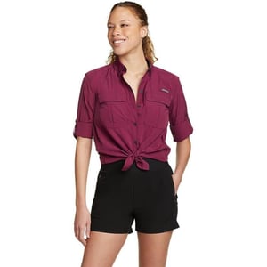 Eddie Bauer Womens UPF Guide LongSleeve ShirtPetite Port