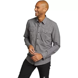 Eddie Bauer Mens Front Range LongSleeve Chambray ShirtCarbon