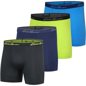 imageEddie Bauer Mens 5quot No Fly Performance Boxer Brief Underwear 3 Pack or 4 PackBrushed BlackIndigoLimeadeAscent Blue