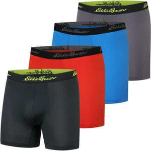 imageEddie Bauer Mens 5quot No Fly Performance Boxer Brief Underwear 3 Pack or 4 PackMesh BlackPimento RedAscent BlueCinder