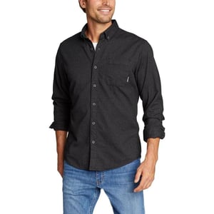 imageEddie Bauer Mens Eddies Favorite Flannel Classic Fit Shirt  SolidGray Smoke Gray