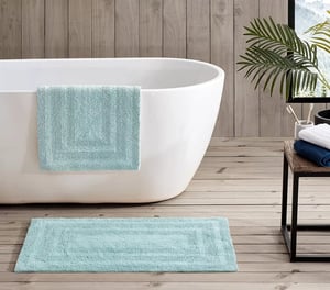 imageEddie Bauer  Bathroom Rugs Set Soft Tufted Cotton Bathroom Decor Super Absorbent ampamp Quick Dry Logan Chrome Grey 2 PieceTurquoise