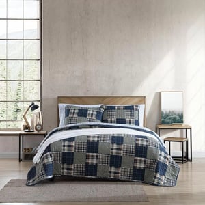 imageEddie Bauer  Twin Quilt Set Reversible Cotton Bedding with Matching Sham Home Decor for All Seasons Camano Island Plum TwinMadrona Plaid Navy