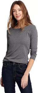 imageEddie Bauer Womens Favorite LongSleeve Crewneck TShirtMed Htr Gray