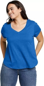 imageEddie Bauer Womens Gate Check ShortSleeve TShirtBrilliant Blue