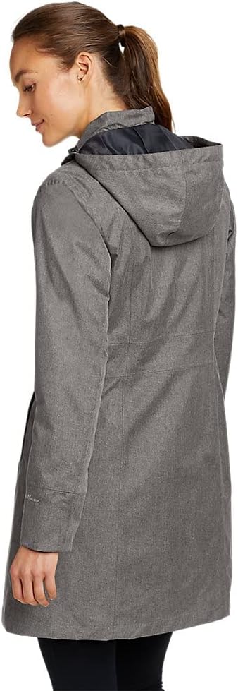 Eddie Bauer Womens Girl On The Go Insulated Trench CoatPetite Dk Charcoal Htr