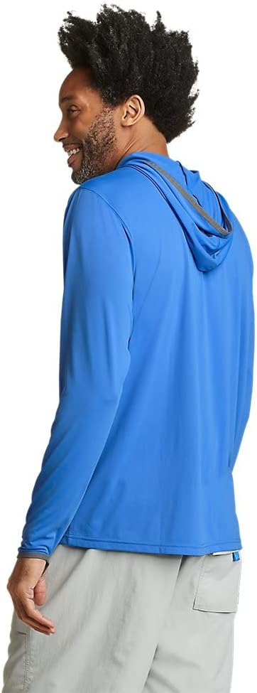 Eddie Bauer Mens Marine Air UPF LongSleeve HoodieRegular Brilliant Blue