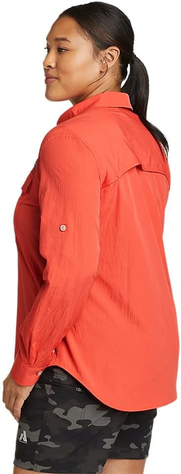 Eddie Bauer Womens UPF Guide LongSleeve ShirtRegular Coral