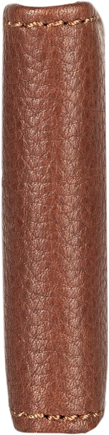 Eddie Bauer Mens Signature Logo Leather Bifold Money Clip Wallet with 3 Card Slots and RFID ProtectionTan