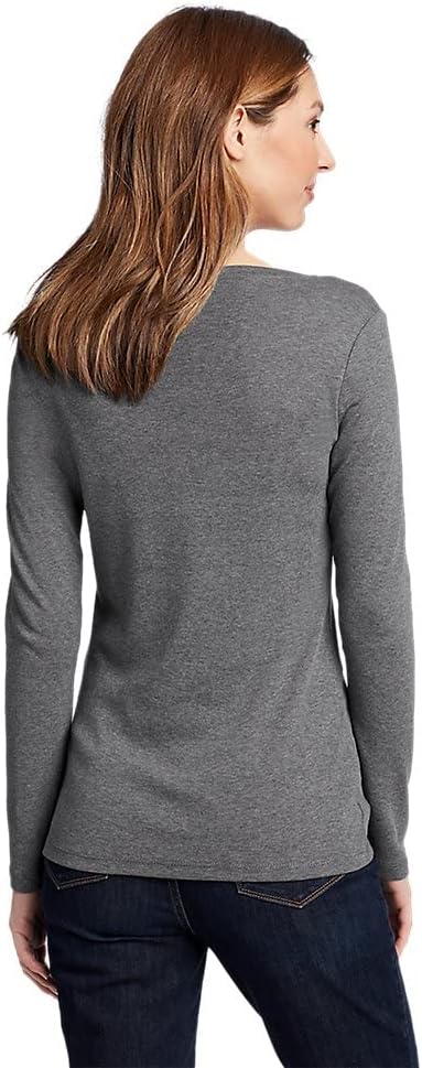 Eddie Bauer Womens Favorite LongSleeve Crewneck TShirtTall Med Htr Gray